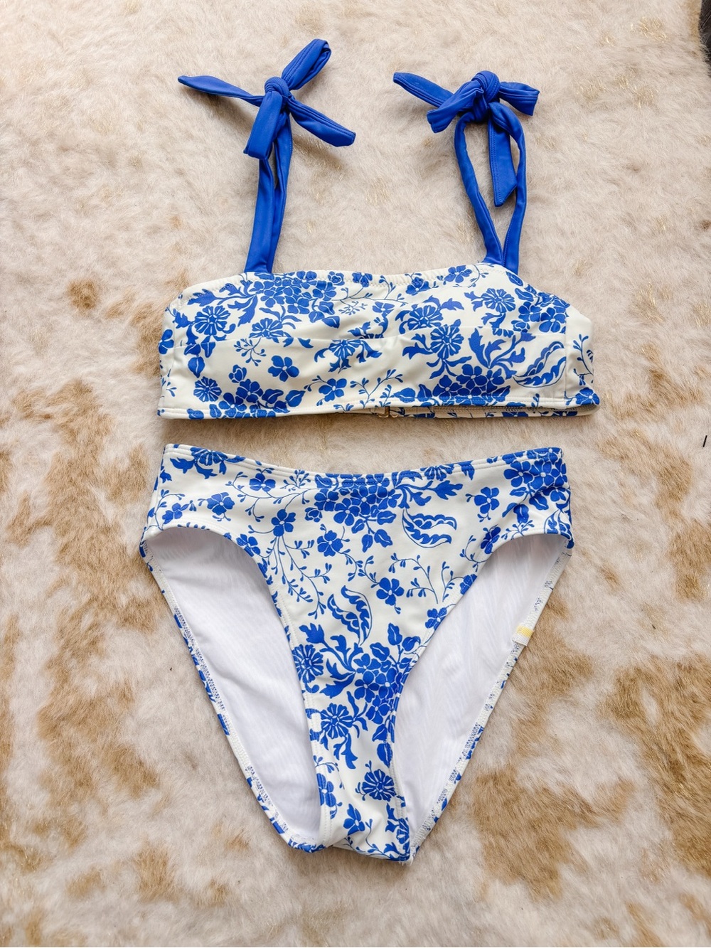 summersalt Tie Oasis Floral Blue and White Bikini Size 2